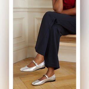 Le Monde Beryl 38.5 Metallic Silver Mary Jane Flats